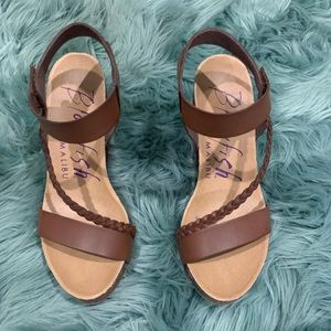 blowfish brown wedge sandals